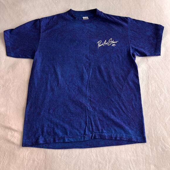 1995 Paris Air Show T-Shirt Mens Large Blue Tie Dye Single Stitch Vtg 90s MINT - Picture 2 of 9